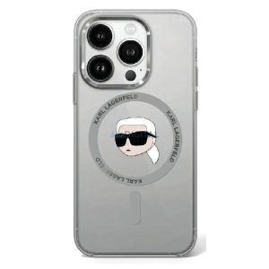 Karl Lagerfeld KLHMP16MHLSKIK IML Metal Karl Head MagSafe keménytok iPhone 16 Plus - átlátszó mintás