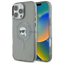   Karl Lagerfeld KLHMP16LHLSKIK IML Metal Karl Head MagSafe keménytok iPhone 16 Pro - átlátszó mintás