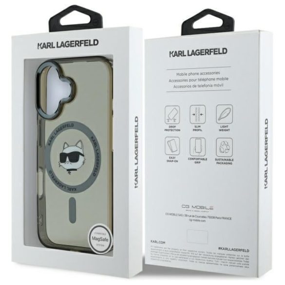 Karl Lagerfeld KLHMP16MHLSCHK IML Metal Choupette Head MagSafe keménytok iPhone 16 Plus - fekete