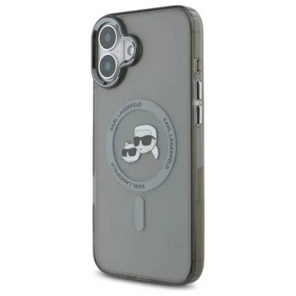 Karl Lagerfeld KLHMP16MHLSKCK iPhone 16 Plus 6.7" fekete keménytok IML fém Karl&Choupette fej
