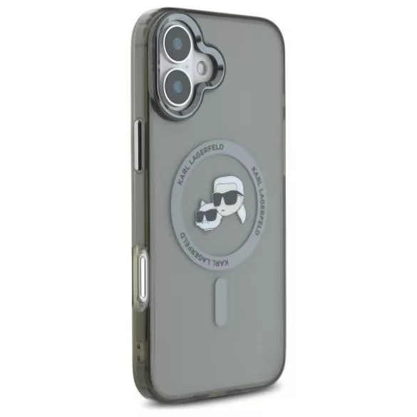 Karl Lagerfeld KLHMP16MHLSKCK iPhone 16 Plus 6.7" fekete keménytok IML fém Karl&Choupette fej