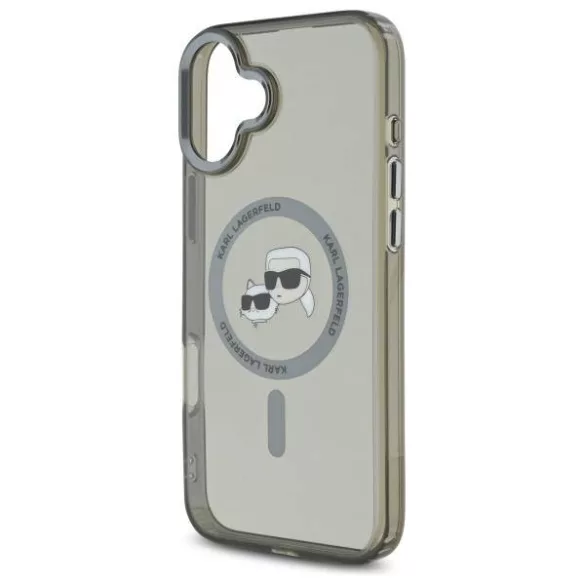 Karl Lagerfeld KLHMP16MHLSKCK iPhone 16 Plus 6.7" fekete keménytok IML fém Karl&Choupette fej