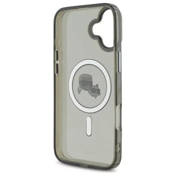 Karl Lagerfeld KLHMP16MHLSKCK iPhone 16 Plus 6.7" fekete keménytok IML fém Karl&Choupette fej