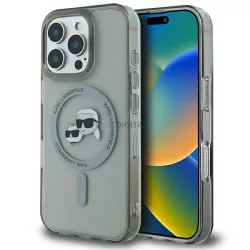   Karl Lagerfeld KLHMP16LHLSKCK iPhone 16 Pro 6,3 hüvelykes fekete keménytok, IML-technológiával, fém Karl és Choupette fejjel