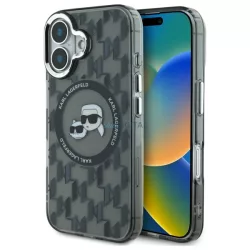   Karl Lagerfeld KLHMP16SHMCKMHK IML Monogram Karl&Choupette Head MagSafe tok iPhone 16 - fekete