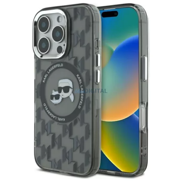 Karl Lagerfeld KLHMP16LHMCKMHK IML Monogram Karl&Choupette Head MagSafe tok iPhone 16 Pro - fekete