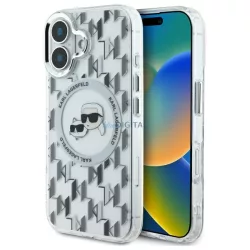   Karl Lagerfeld KLHMP16SHMCKMHT IML Monogram Karl&Choupette Head MagSafe tok iPhone 16 - átlátszó