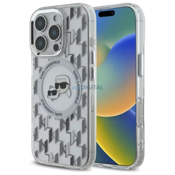 Karl Lagerfeld KLHMP16LHMCKMHT IML Monogram Karl&Choupette Head MagSafe tok iPhone 16 Pro - átlátszó