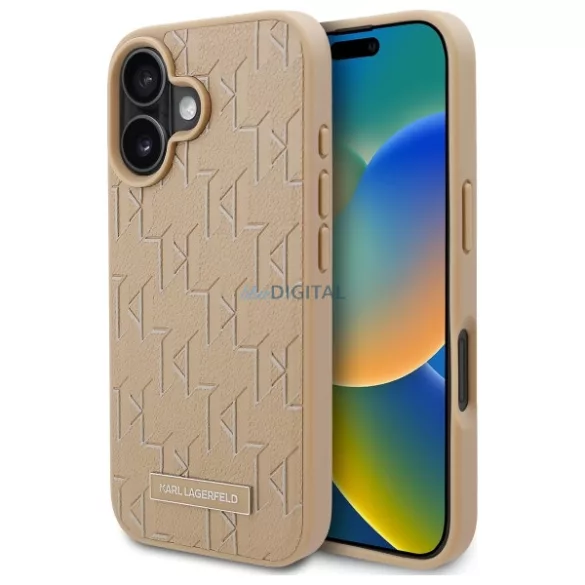 Karl Lagerfeld KLHMP16SPKHPORPE Hot Stamp Magsafe keménytok iPhone 16 - bézs