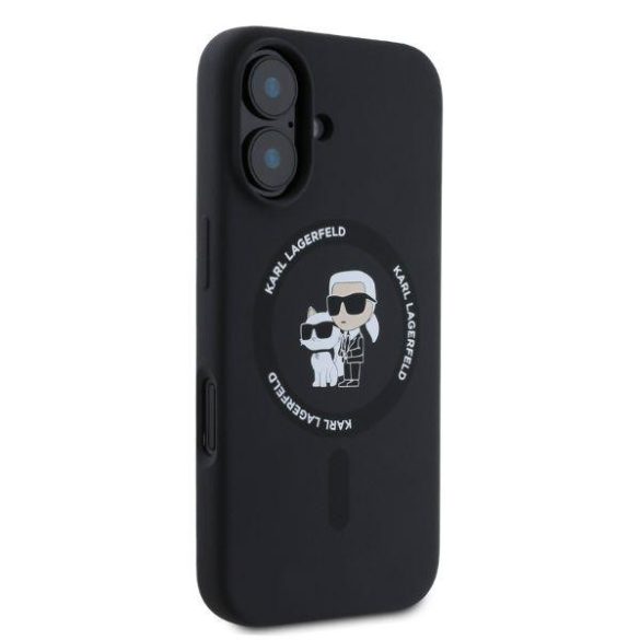 Karl Lagerfeld KLHMP16SSCMKCRHK Silicone Karl&Choupette Ring MagSafe keménytok iPhone 16 - fekete