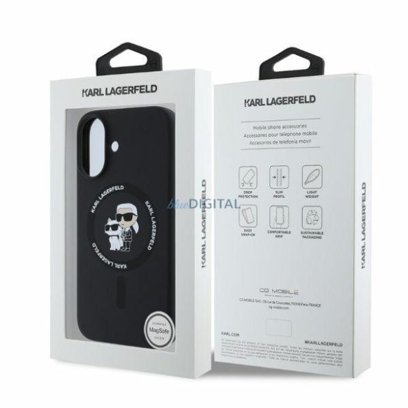 Karl Lagerfeld KLHMP16SSCMKCRHK Silicone Karl&Choupette Ring MagSafe keménytok iPhone 16 - fekete