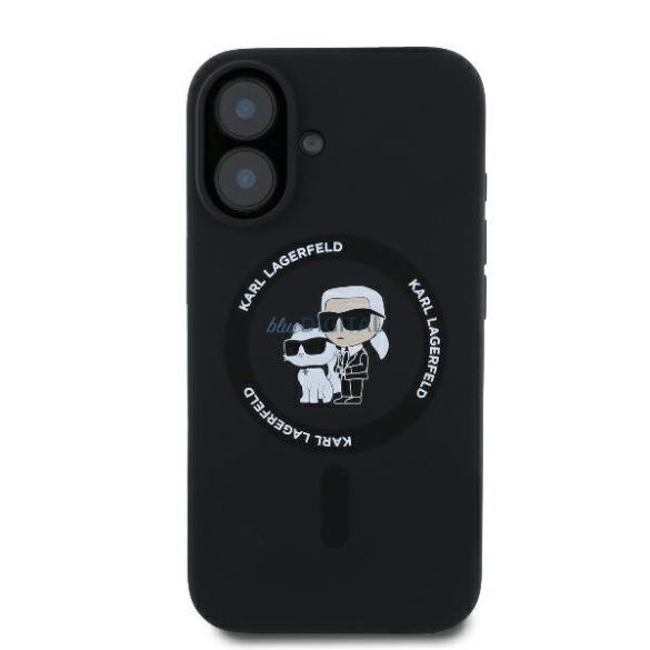 Karl Lagerfeld KLHMP16MSCMKCRHK Silicone Karl&Choupette Heads Ring MagSafe keménytok iPhone 16 Plus - fekete