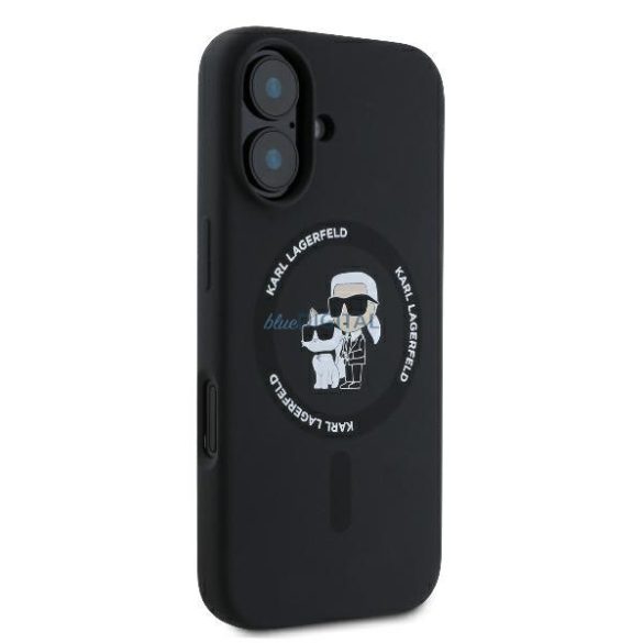 Karl Lagerfeld KLHMP16MSCMKCRHK Silicone Karl&Choupette Heads Ring MagSafe keménytok iPhone 16 Plus - fekete