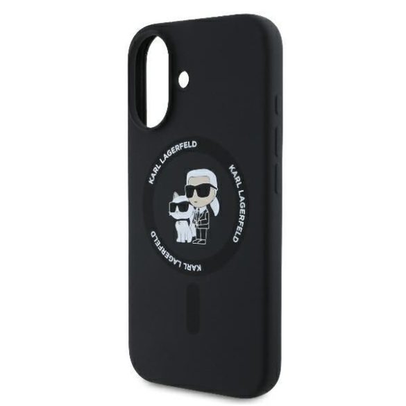 Karl Lagerfeld KLHMP16MSCMKCRHK Silicone Karl&Choupette Heads Ring MagSafe keménytok iPhone 16 Plus - fekete