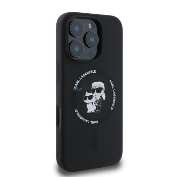 Karl Lagerfeld KLHMP16LSCMKCRHK Silicone Karl&Choupette Ring MagSafe keménytok iPhone 16 Pro - fekete