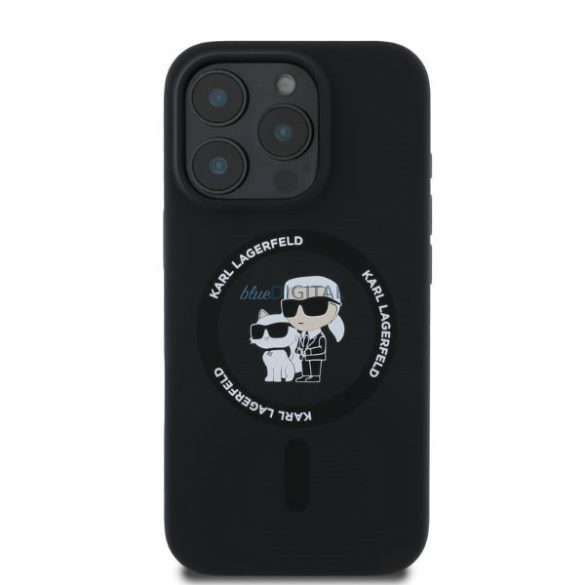 Karl Lagerfeld KLHMP16LSCMKCRHK Silicone Karl&Choupette Ring MagSafe keménytok iPhone 16 Pro - fekete