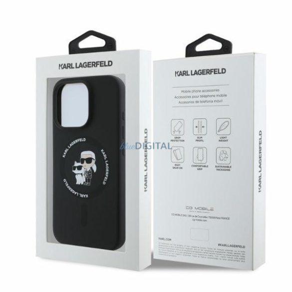 Karl Lagerfeld KLHMP16LSCMKCRHK Silicone Karl&Choupette Ring MagSafe keménytok iPhone 16 Pro - fekete