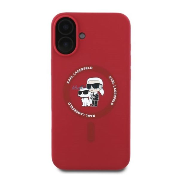 Karl Lagerfeld KLHMP16SSCMKCRHR Silicone Karl&Choupette Ring MagSafe keménytok iPhone 16 - piros