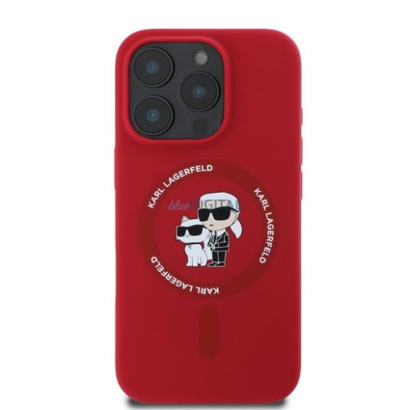 Karl Lagerfeld KLHMP16LSCMKCRHR Silicone Karl&Choupette Ring MagSafe keménytok iPhone 16 Pro - piros