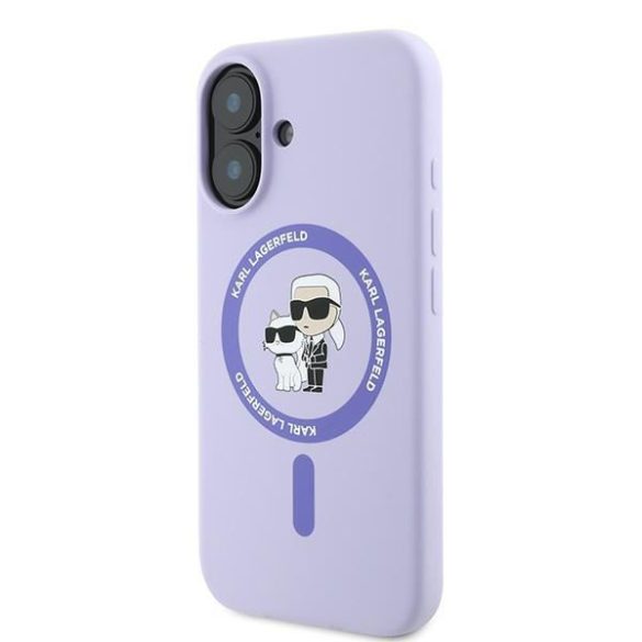 Karl Lagerfeld KLHMP16SSCMKCRHU Silicone Karl&Choupette Ring MagSafe keménytok iPhone 16 - lila