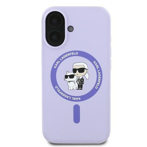 Karl Lagerfeld KLHMP16SSCMKCRHU Silicone Karl&Choupette Ring MagSafe keménytok iPhone 16 - lila