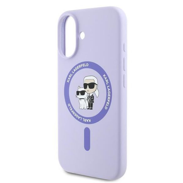 Karl Lagerfeld KLHMP16SSCMKCRHU Silicone Karl&Choupette Ring MagSafe keménytok iPhone 16 - lila