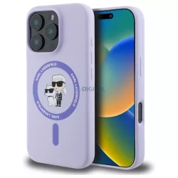   Karl Lagerfeld KLHMP16LSCMKCRHU Silicone Karl&Choupette Ring MagSafe keménytok iPhone 16 Pro - lila