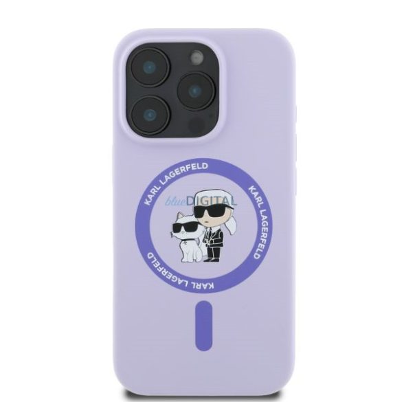 Karl Lagerfeld KLHMP16LSCMKCRHU Silicone Karl&Choupette Ring MagSafe keménytok iPhone 16 Pro - lila