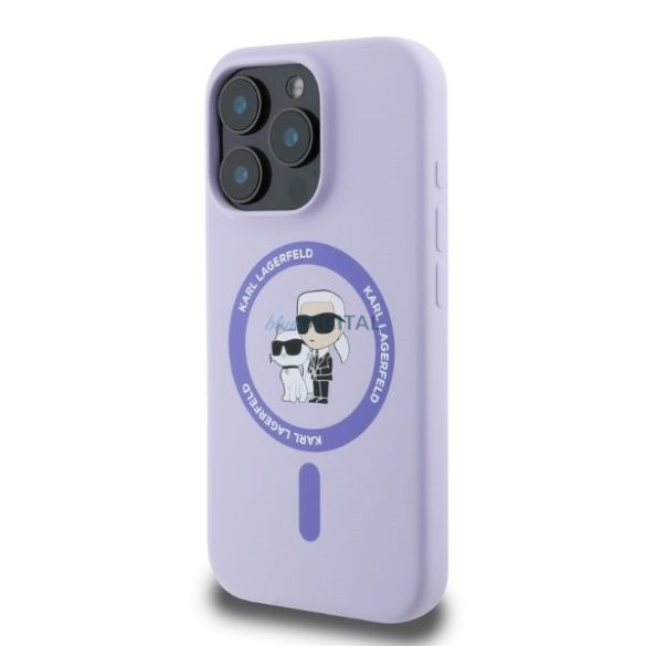 Karl Lagerfeld KLHMP16LSCMKCRHU Silicone Karl&Choupette Ring MagSafe keménytok iPhone 16 Pro - lila