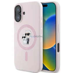   Karl Lagerfeld KLHMP16SSCMKCRHP Silicone Karl&Choupette MagSafe keménytok iPhone 16 - rózsaszín