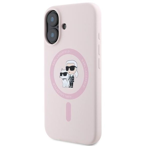 Karl Lagerfeld KLHMP16SSCMKCRHP Silicone Karl&Choupette MagSafe keménytok iPhone 16 - rózsaszín