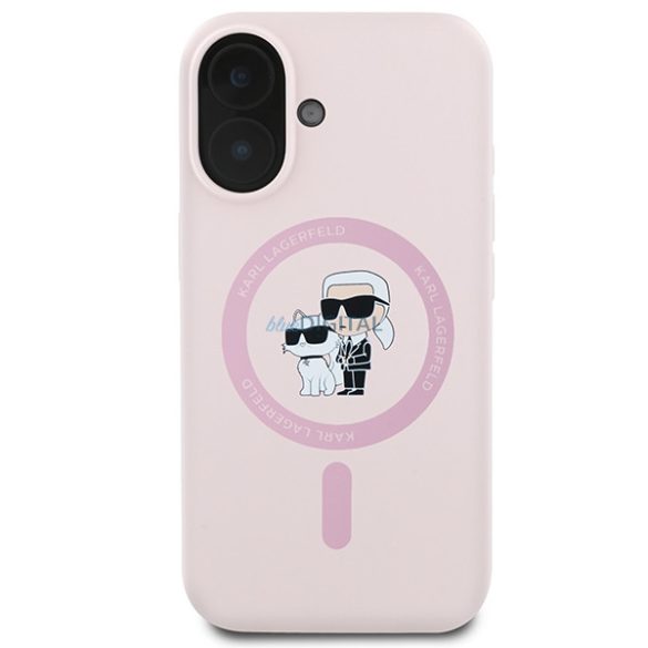 Karl Lagerfeld KLHMP16SSCMKCRHP Silicone Karl&Choupette MagSafe keménytok iPhone 16 - rózsaszín