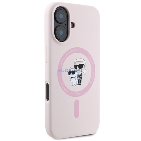 Karl Lagerfeld KLHMP16SSCMKCRHP Silicone Karl&Choupette MagSafe keménytok iPhone 16 - rózsaszín