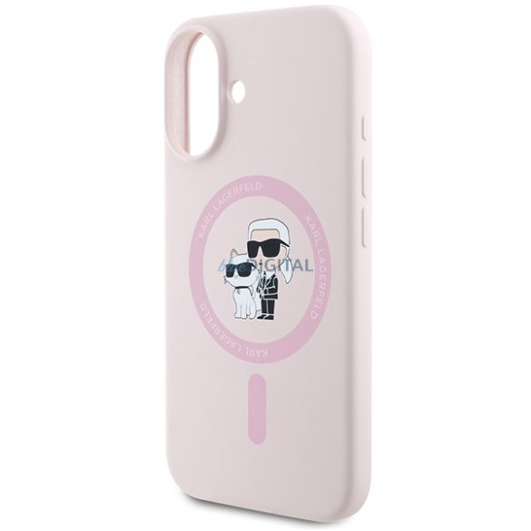 Karl Lagerfeld KLHMP16SSCMKCRHP Silicone Karl&Choupette MagSafe keménytok iPhone 16 - rózsaszín