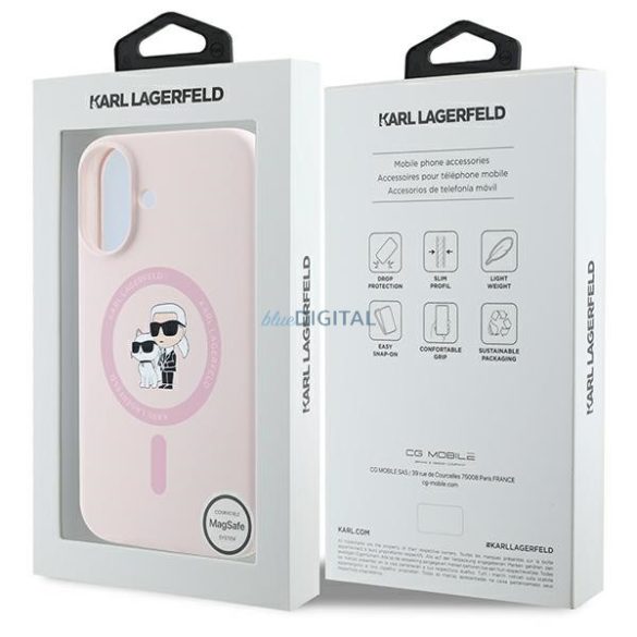 Karl Lagerfeld KLHMP16SSCMKCRHP Silicone Karl&Choupette MagSafe keménytok iPhone 16 - rózsaszín