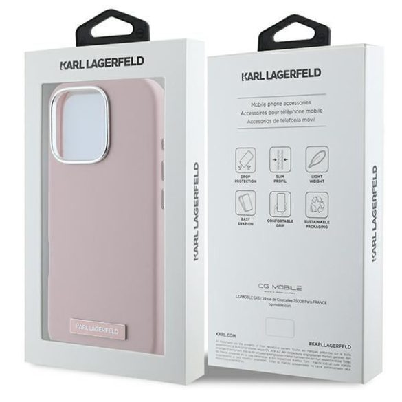 Karl Lagerfeld KLHMP16XPGMSRPP FW Metal Plate MagSafe keménytok iPhone 16 Pro Max - rózsaszín