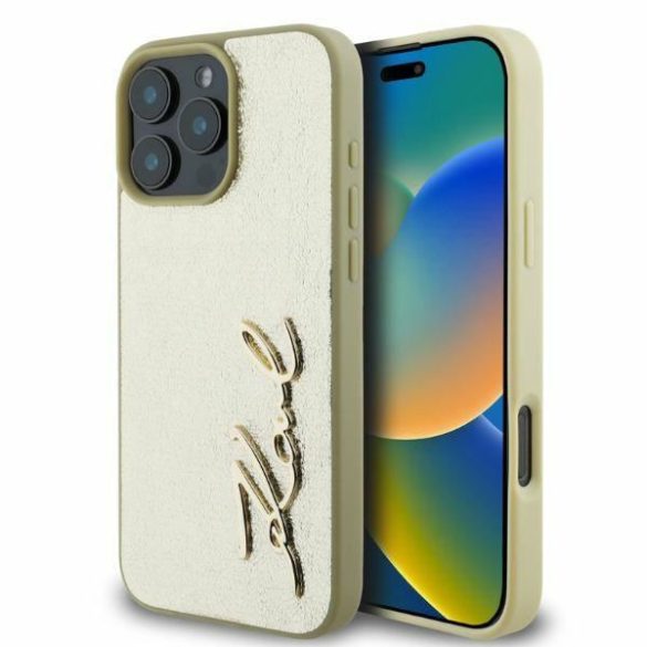 Karl Lagerfeld KLHCP16XPFMFBKMD Metal Signature keménytok iPhone 16 Pro Max - arany színű