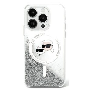 Karl Lagerfeld KLHMP16LLGKCSGH Liquid Glitter Karl&Choupette Head Magsafe keménytok iPhone 16 Pro - átlátszó