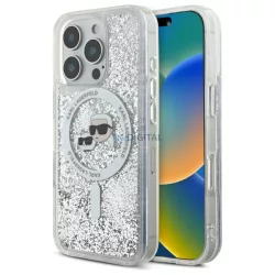   Karl Lagerfeld KLHMP16XLGKCSGH Liquid Glitter Karl&Choupette Head Magsafe keménytok iPhone 16 Pro Max - átlátszó