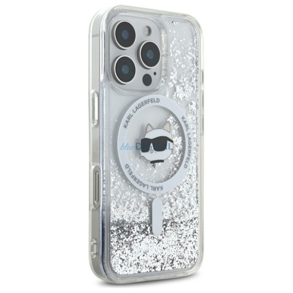 Karl Lagerfeld KLHMP16LLGCHSGH Liquid Glitter Choupette Head Magsafe keménytok iPhone 16 Pro - átlátszó