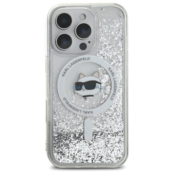 Karl Lagerfeld KLHMP16XLGCHSGH Liquid Glitter Choupette Head Magsafe keménytok iPhone 16 Pro Max - átlátszó