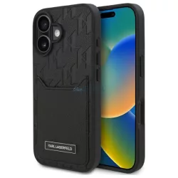   Karl Lagerfeld KLHCP16SPGKHPRPK Cardslots Monogram keménytok iPhone 16 - fekete
