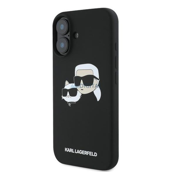 Karl Lagerfeld KLHMP16MSKCHPPLK Silicone Double Heads Print MagSafe keménytok iPhone 16 Plus - fekete