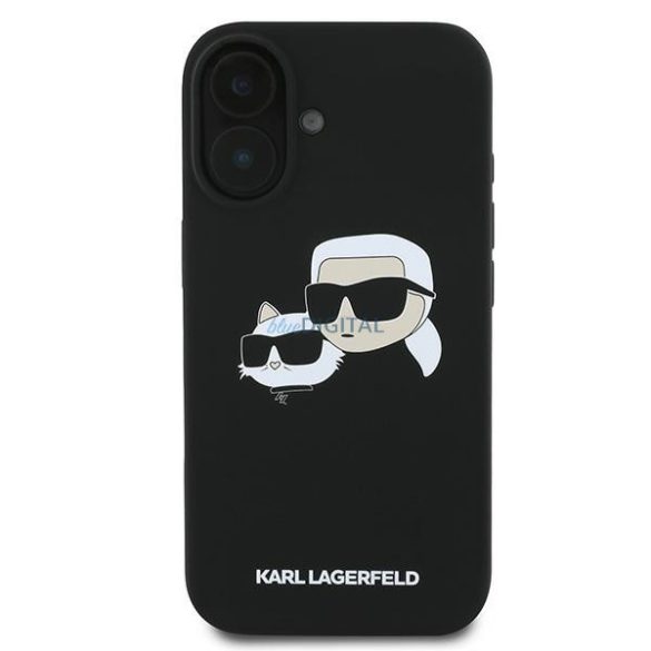 Karl Lagerfeld KLHMP16MSKCHPPLK Silicone Double Heads Print MagSafe keménytok iPhone 16 Plus - fekete