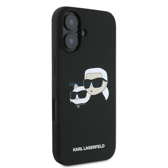 Karl Lagerfeld KLHMP16MSKCHPPLK Silicone Double Heads Print MagSafe keménytok iPhone 16 Plus - fekete