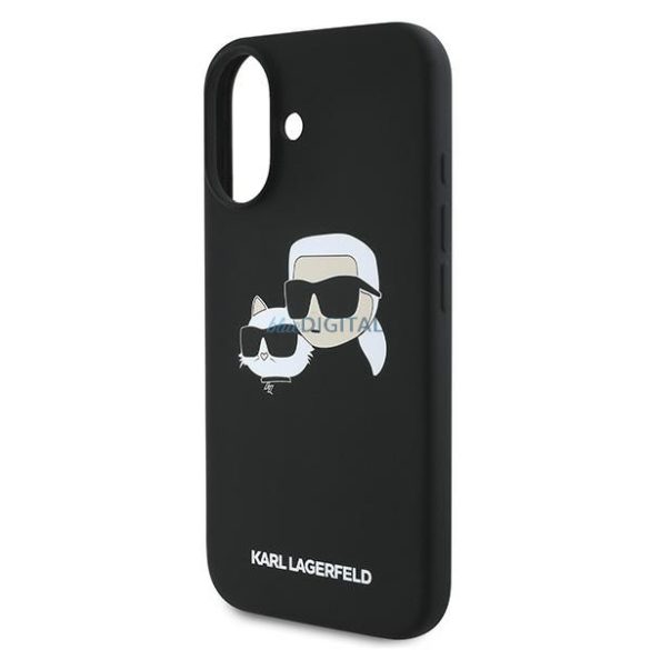 Karl Lagerfeld KLHMP16MSKCHPPLK Silicone Double Heads Print MagSafe keménytok iPhone 16 Plus - fekete