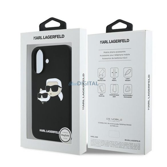 Karl Lagerfeld KLHMP16MSKCHPPLK Silicone Double Heads Print MagSafe keménytok iPhone 16 Plus - fekete