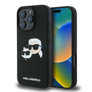 Karl Lagerfeld KLHMP16XSKCHPPLK Silicone Double Heads Print MagSafe keménytok iPhone 16 Pro Max - fekete