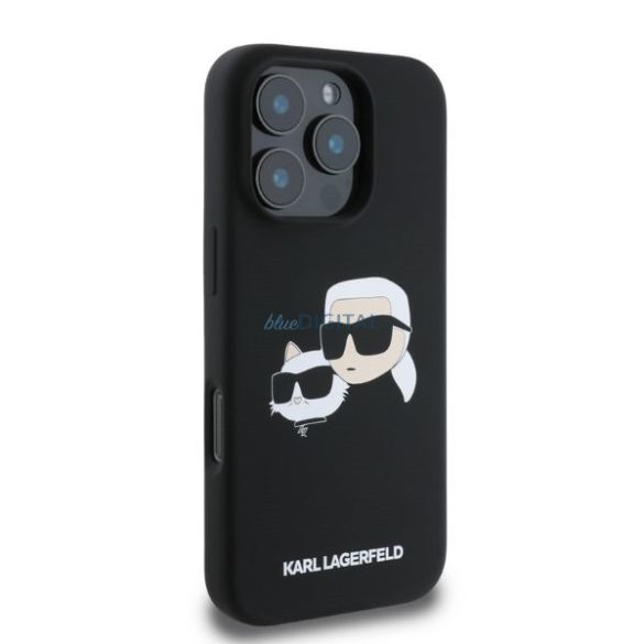 Karl Lagerfeld KLHMP16XSKCHPPLK Silicone Double Heads Print MagSafe keménytok iPhone 16 Pro Max - fekete
