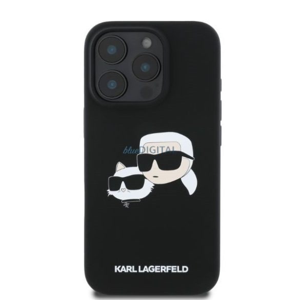 Karl Lagerfeld KLHMP16XSKCHPPLK Silicone Double Heads Print MagSafe keménytok iPhone 16 Pro Max - fekete